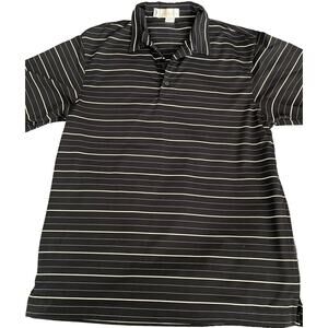 Il Migliore Button Black Cream white stripe SS Golf pullover Size Lg